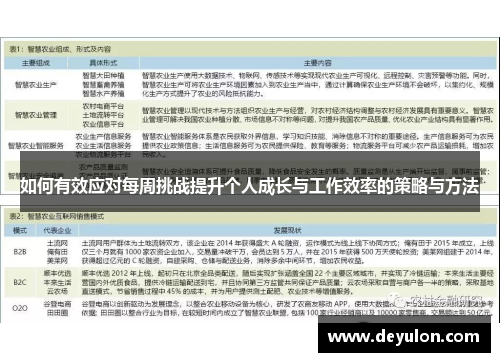 如何有效应对每周挑战提升个人成长与工作效率的策略与方法